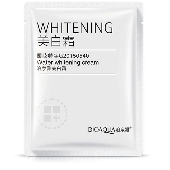 01 gói Sample kem dưỡng da mặt Bioaqua Whitening Cream Moisturizing Brightening Skin 3g (tổ cú auth) (queen cosmetics)