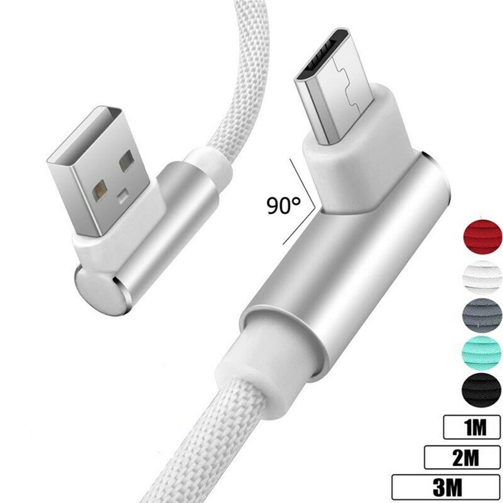 Dây cáp sạc nhanh USB Type C hình chữ L bằng nylon dài 1M 2M 3M 2.4A