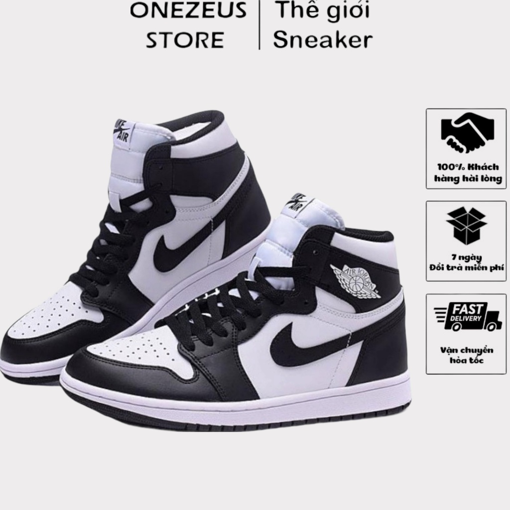 Giày JORDAN 1 PANDA Cao Cổ ⚡️FULL BOX BILL⚡️ Giày 𝐉𝐨𝐝𝐚𝐧 JD1 Đen Trắng Cổ Cao, High Panda Trẻ Trung Nam Nữ 2021