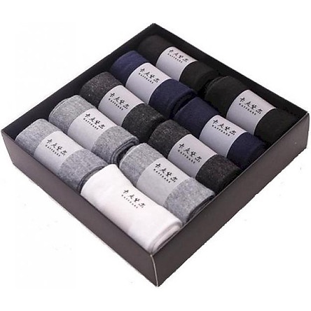 Hộp 10 đôi tất cao cấp chống hôi chân cổ trung, cổ ngắn