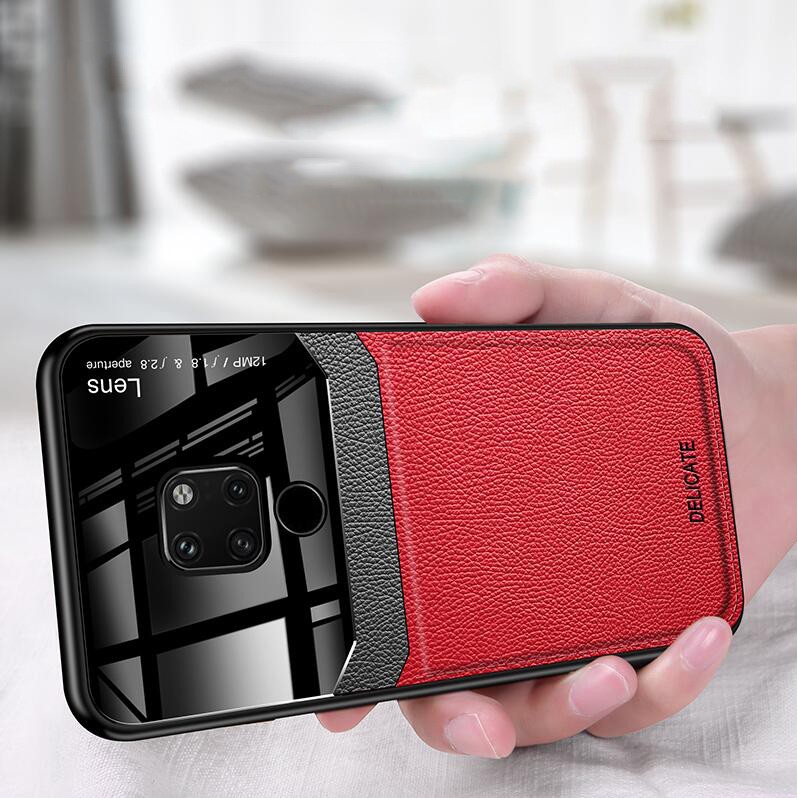 Ốp lưng điện thoại cường lực chống sốc bằng TPU phối da dành cho Huawei Mate 20 Pro