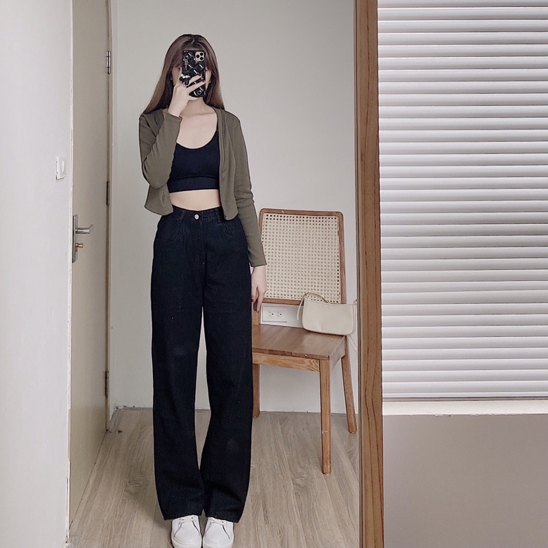 Áo Cardigan croptop thun tăm