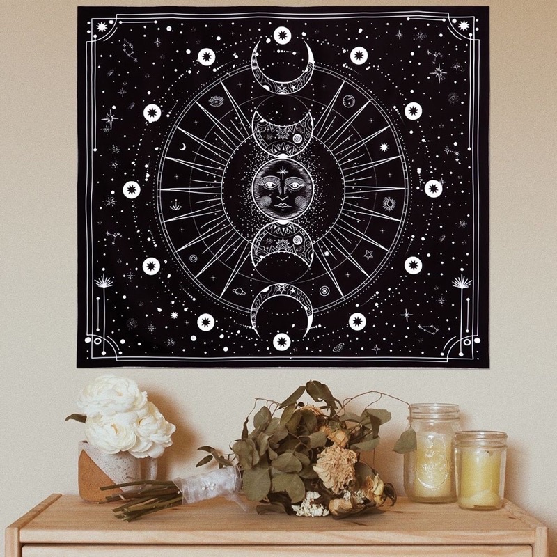 Khăn trải bài thảm treo tường Tarot Moon Magic Triple Moon nhiều size