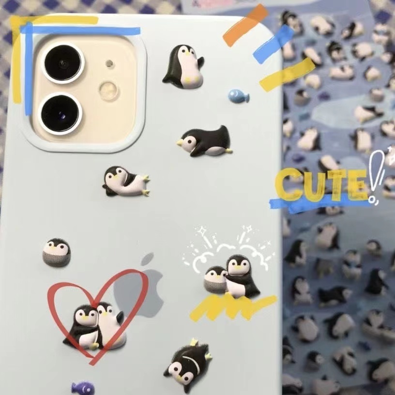 Sticker Dán Trang Trí Điện Thoại Hình Chim Cánh Cụt 3d