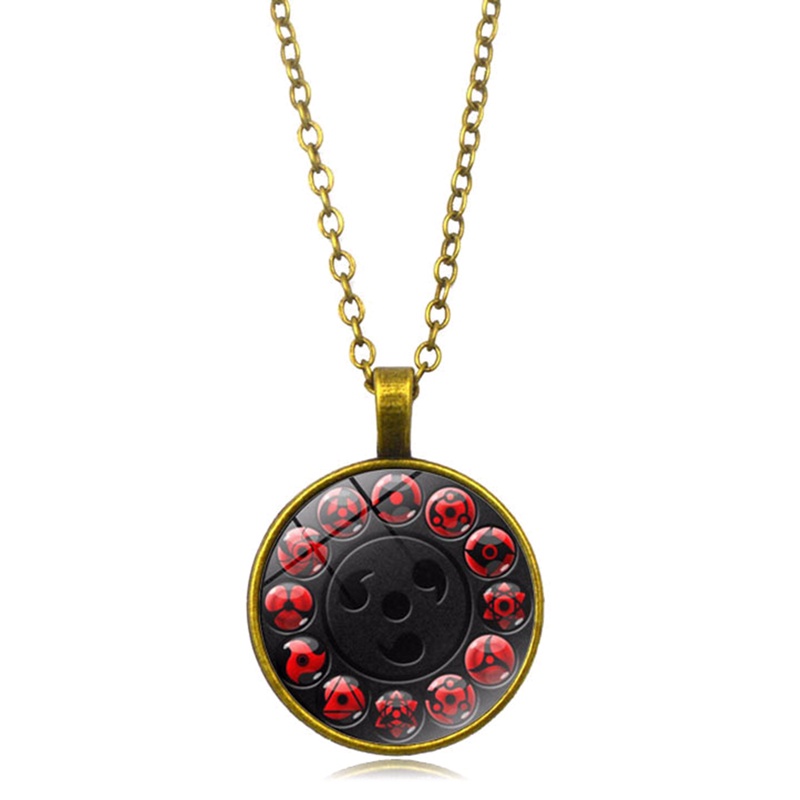 Vòng cổ Mặt Tròn Hình Đôi Mắt Sharingan Anime Naruto Shippuden Phong Cách Vintage
