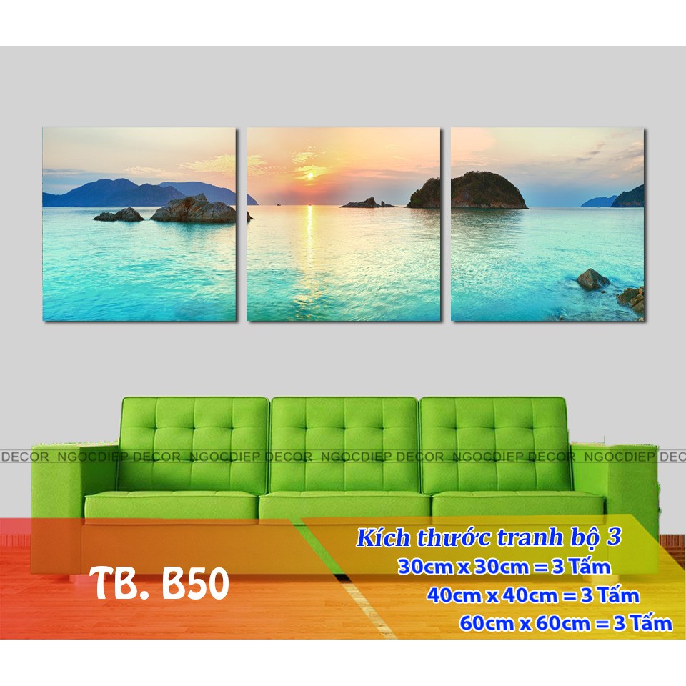 [HOT][SALE] BỘ 3 TRANH BIỂN TREO TƯỜNG, TRANH PHÒNG KHÁCH, TRANH PHÒNG NGỦ, TRANH PHÒNG BẾP, TRANH VĂN PHÒNG 50X50X3