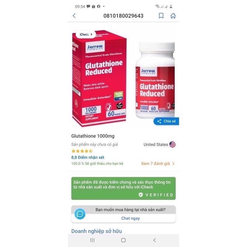 Viên uống hỗ trợ trắng da - glutathione 1000mg