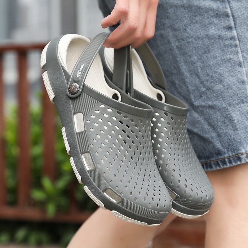 Giày sandal phối lỗ/dây đeo thoáng khí dành cho nam/có thể điều chỉnh