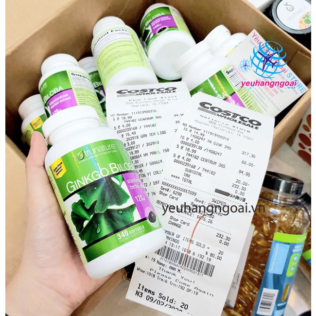 Ginkgo Biloba 120mg 340 viên Trunature của Mỹ.