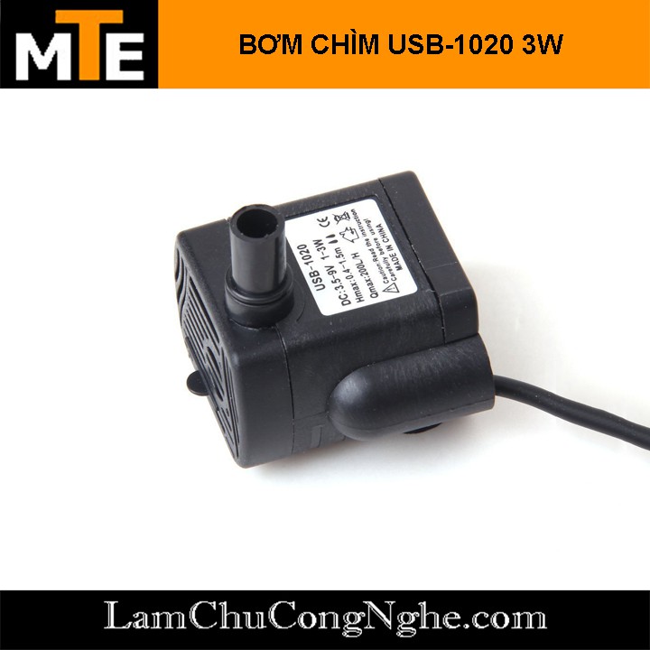 Bơm Chìm USB-1020 3.5V - 9V 3W 200L/H bơm tiểu cảnh, bể cá, điều hòa nước
