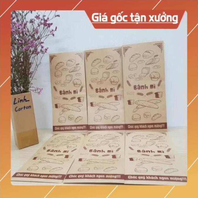 tui giay banh mi [Free ship] 500 túi bánh mì 13x25cm giấy kraff siêu đẹp + tiêu chuẩn an toàn thực phầm