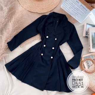 Bigsize Đầm cổ vest phối nút D551