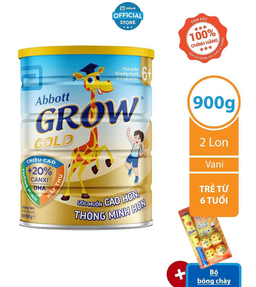 [Tặng Bộ bóng chày] Bộ 02 lon Sữa bột Abbott Grow Gold 6+ 900g/lon