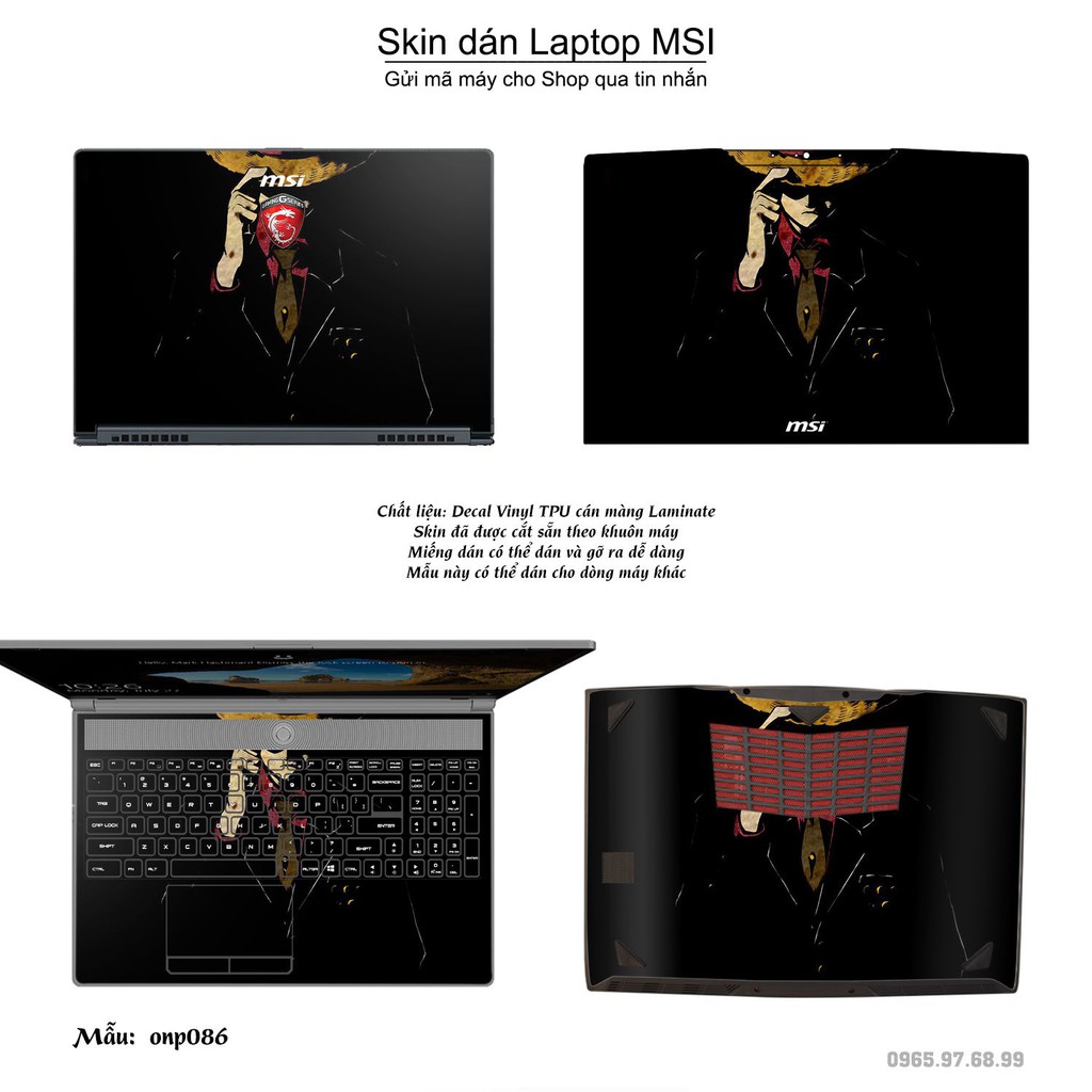 Skin dán Laptop MSI in hình One Piece _nhiều mẫu 7 (inbox mã máy cho Shop)