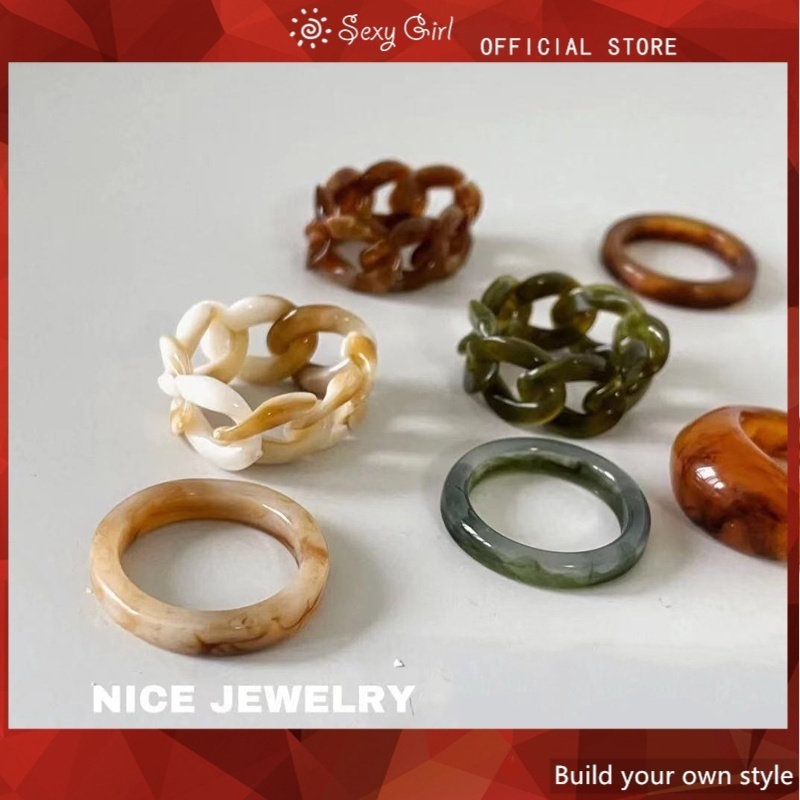 Set 2 Nhẫn Đeo Tay Kim Loại Phong Cách Retro Cho Nữ