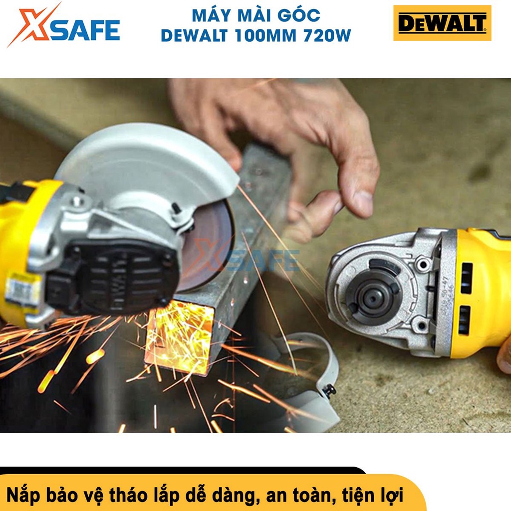 Máy mài cầm tay DEWALT 720W Máy cắt sắt cầm tay bảo vệ quá tải, tốc độ 11000v/p, đĩa cắt 100mm[CHÍNH HÃNG][XSAFE]