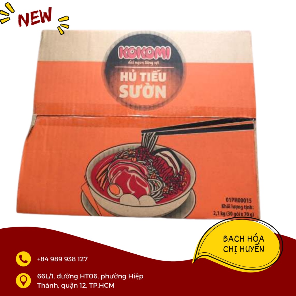Thùng hủ tiếu sườn heo / phở bò kokomi 30 gói x 70 gram