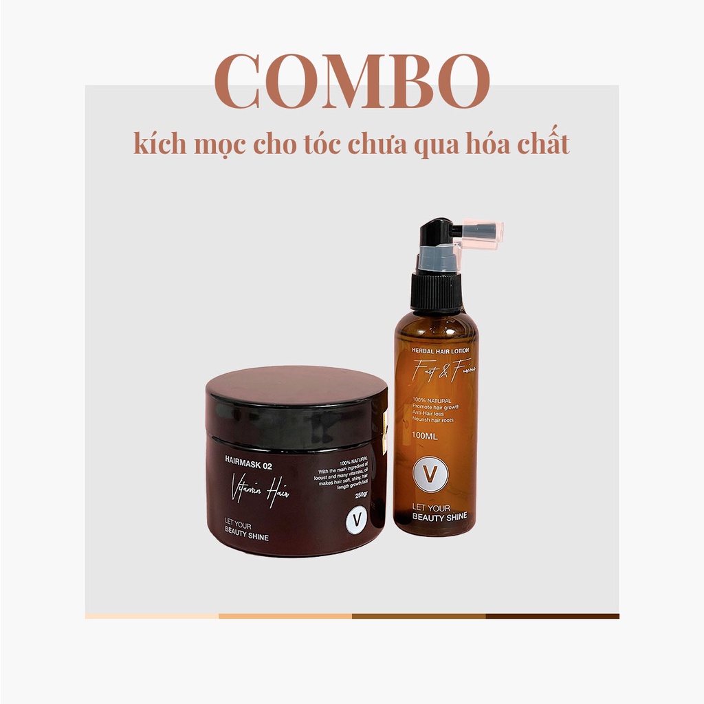 Combo Kích Mọc Tóc Dày Dặn, Chắc Khỏe Cho Tóc Đen Tự Nhiên COMBO 8 VyvyHaircare 350ml