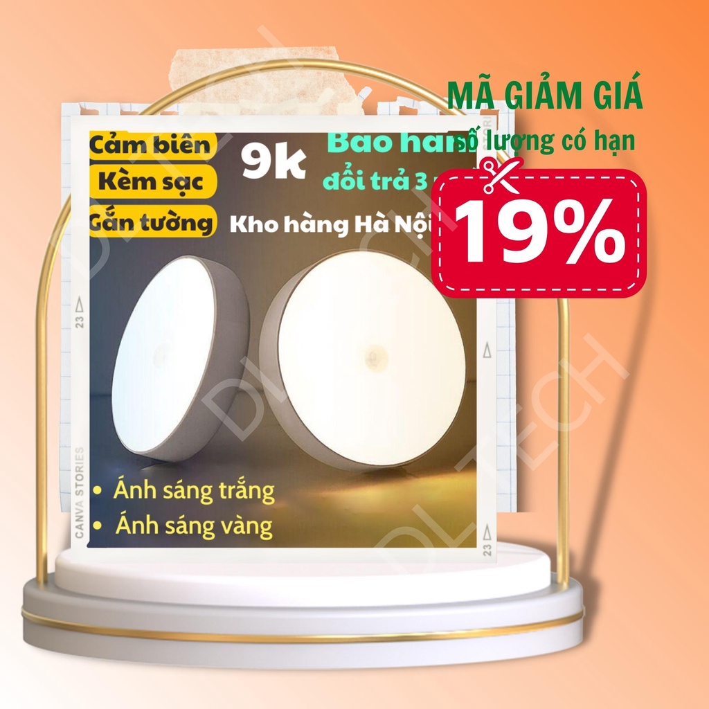 Đèn LED cảm ứng thông minh ánh sáng vàng cảm ứng chuyển động cơ thể người pin sạc dung lượng 700mah Light 002 DL TECH