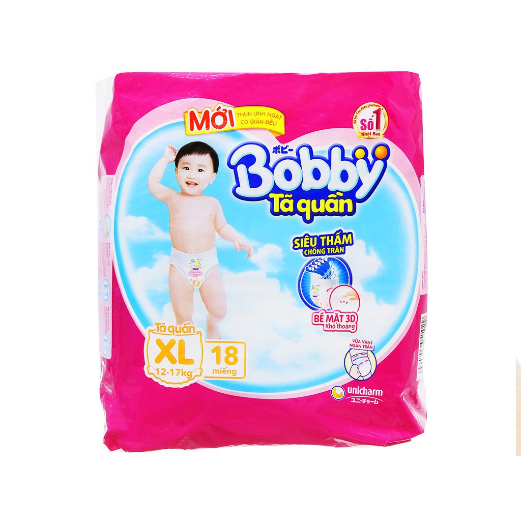 Tã quần Bobby size XL 18 miếng (cho bé 12 - 17kg)