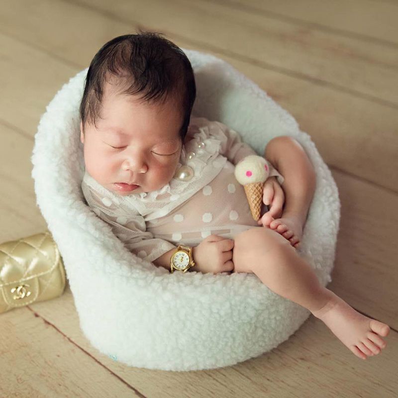 Ghế Sofa Mini Màu Trắng Dùng Làm Phụ Kiện Chụp Ảnh Cho Bé Sơ Sinh