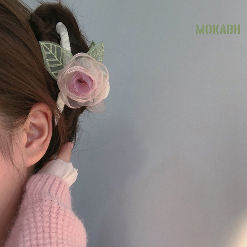 < Kẹp Tóc Càng Cua Bằng Vải Lưới Trang Trí Hoa Tinh Tế Chất Lượng Cao Phong Cách Ngọt Ngào Cho Nữ >