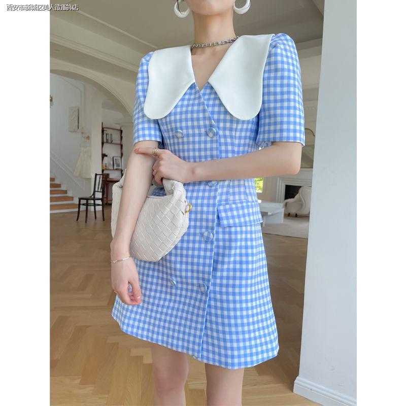 Đầm Ngắn Họa Tiết Kẻ Sọc Phong Cách Cổ Điển Thời Trang Mùa Hè Mới 2022 Dành Cho Nữ