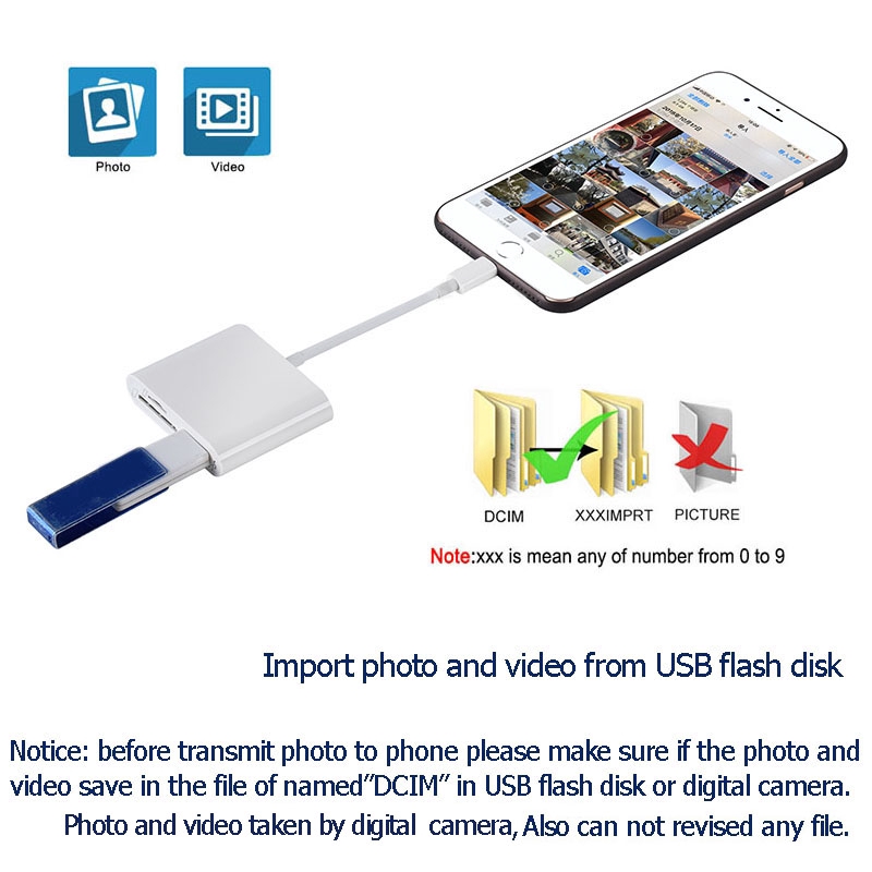 Đầu Đọc Thẻ Nhớ 3 Trong 1 Cho ip tablet táo Ios 13