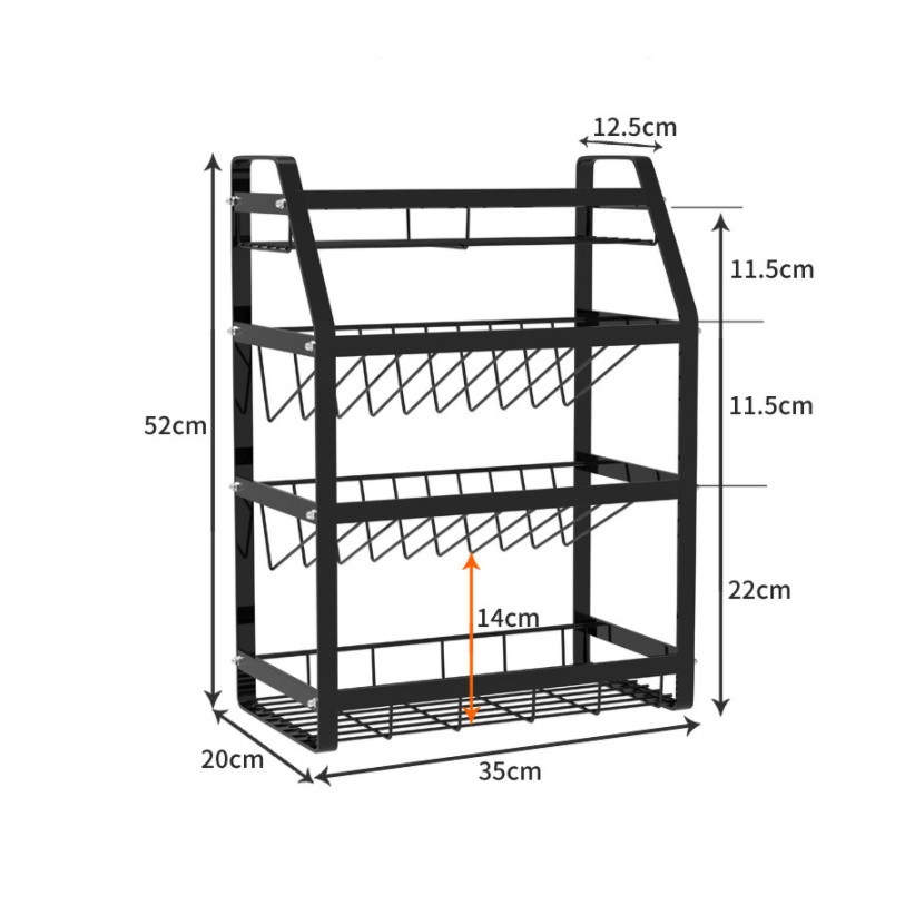 Kê gia vị 4 tầng nhà bếp Nhập Khẩu sơn tĩnh điện siêu bền đẹp-KGV02