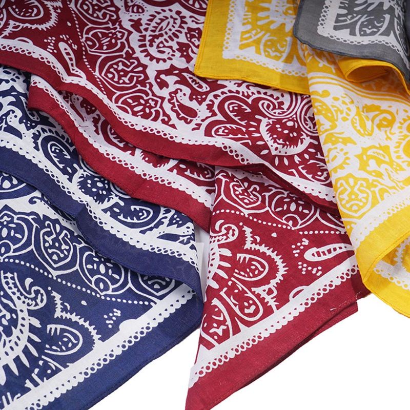 Khăn Bandana Hình Vuông 58x58cm In Họa Tiết Hoa / Hình Học Bằng Vải Cotton Phong Cách Hàn Quốc Cho