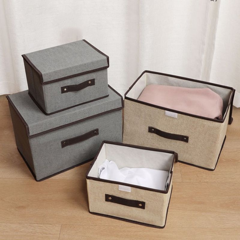 Combo 2 hộp vải đựng đồ thùng đựng quần áo đồ lót đồ chơi đa năng bằng vải (CB-2-HOP-VAI)