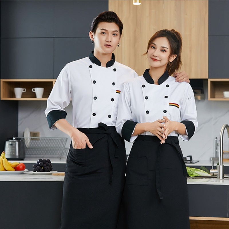 Đồng Phục Đầu Bếp Tay Ngắn Vải cotton Kiểu Phương Tây Dễ Thương Cho Nam Và Nữ