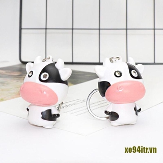Móc khóa hình bò sữa có đèn led và âm thanh