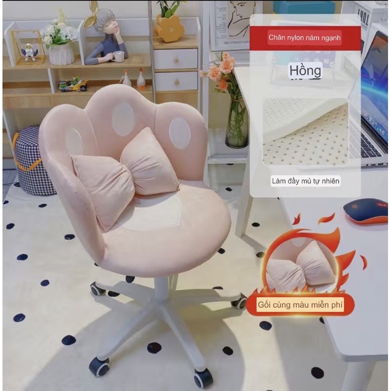 Ghế tiểu thư ghế nỉ 360độ ngồi bàn trang điểm