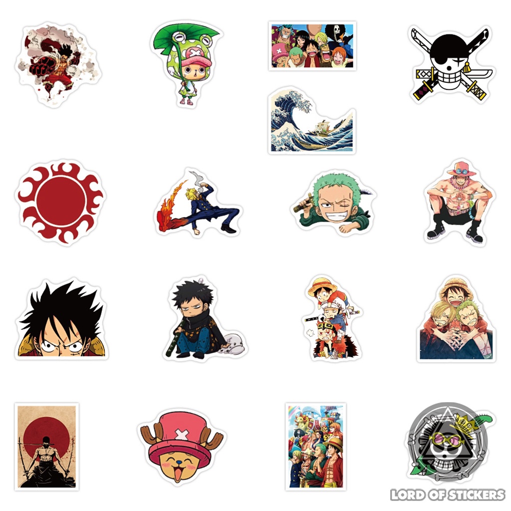 Set 50 Hình Dán Sticker One Piece Anime Manga Truyện Tranh Đảo Hải Tặc Chống Thấm Nước Dán Mũ Nón Bảo Hiểm, Laptop, Sổ