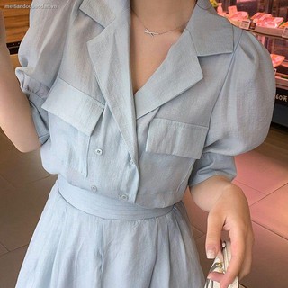 Set Áo Sơ Mi Cổ Chữ V + Quần Short Lưng Cao Thời Trang 2021 Cho Nữ