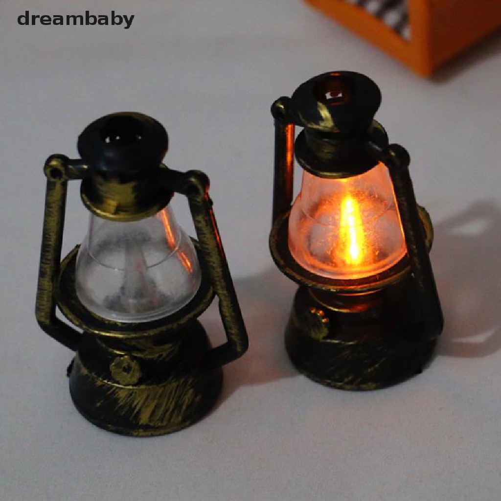 Mô Hình Đèn Dầu Đen Mini Phong Cách Retro Trang Trí Nhà Búp Bê 1: 12