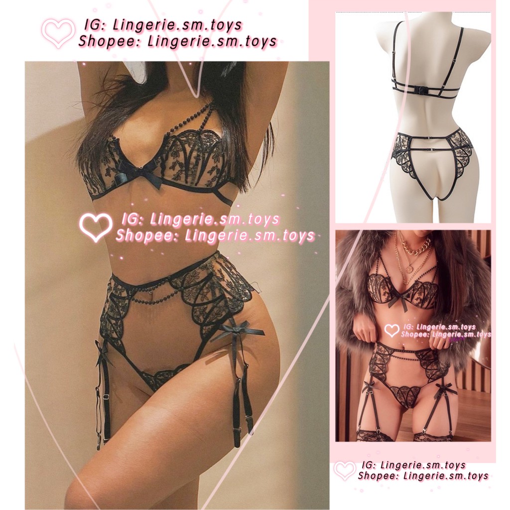 Mã MY9835 Cúp Ngực Ren Ngọc Đen <VIDEO+ẢNH THẬT>- Nội Y Sexy - Đồ Lót Ren Hoa Gợi Cảm -Cosplay Sexy