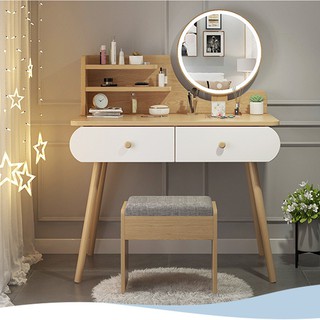 Bàn trang điểm hiện đại gương đèn Led kèm ghế BAH002-N