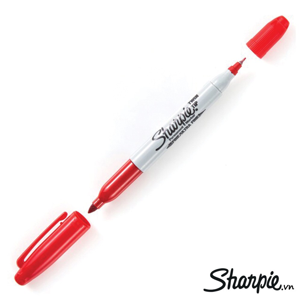 Bút lông dầu 2 ngòi tiện dụng Sharpei Twin Tip - Red (Màu đỏ)