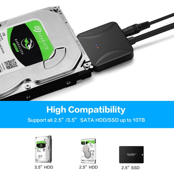Cáp chuyển đổi USB 3.0 sang SATA III kết nối ổ cứng HDD/SSD 2.5/3.5inch