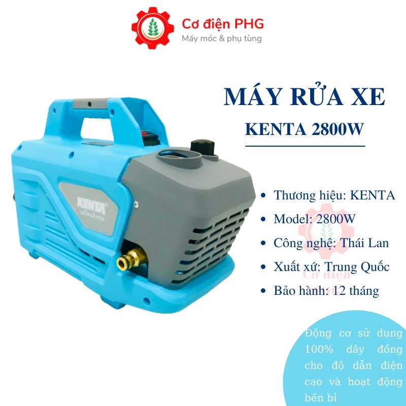 Máy rửa xe mini KENTA 2800W chuyên dùng xịt rửa xe, vệ sinh công nghiệp và nhà cửa| Công suất 2800W | Công nghệ Thái Lan