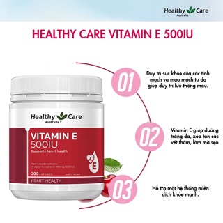 Viên uống bổ sung vitamin E Healthy Care 500IU 200 viên