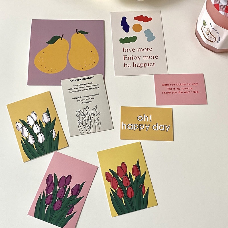 Set 8 Tấm Giấy In Hình Hoa Tulip Dán Tường Trang Trí Tươi Tắn Dễ Thương