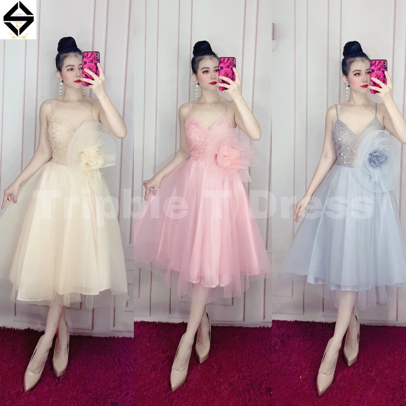 Đầm dự tiệc cách điệu eo nơ dập ly siêu to TRIPBLE T DRESS - Size M/L - MS212V