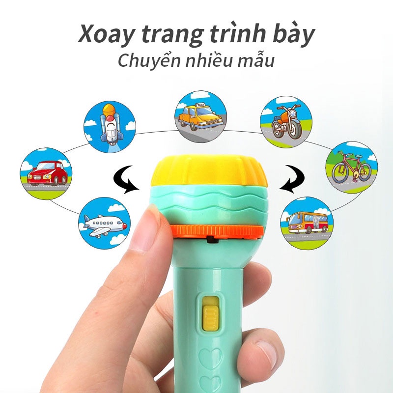 Đèn pin chiếu hình cho bé, đèn chiếu hình động vật 80 hình giúp trẻ từ 2 tuổi đến 6 tuổi học và nhớ nhanh các con vật