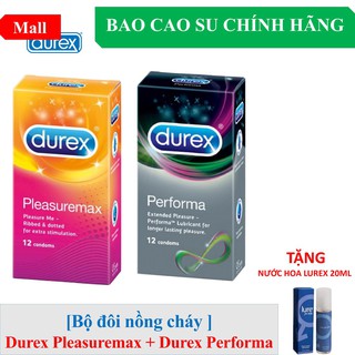 [BAO CAO SU_DUREX] Bộ đôi mãnh liệt 12 Bao cao su Durex gân gai Pleasuremax + 12 bao cao su siêu mỏng Durex Invisible