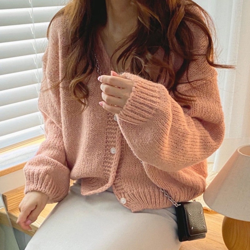 Áo Len Tay Dài Cổ Chữ v Thời Trang Cho Nữ
