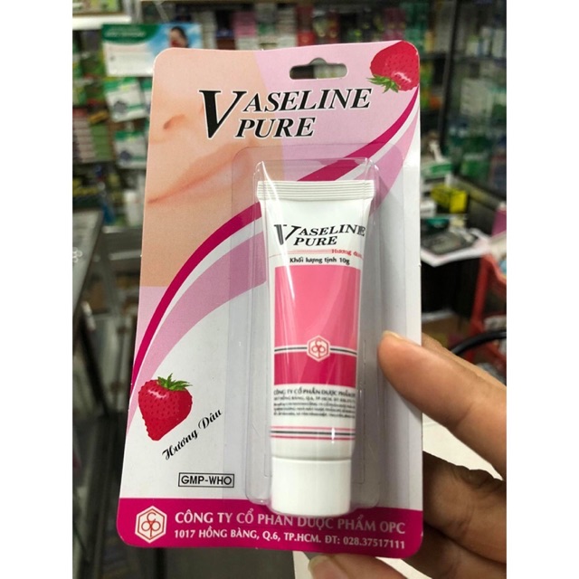 Dưỡng ẩm Vaseline Pure OPC hương dâu (tuýp x10g)