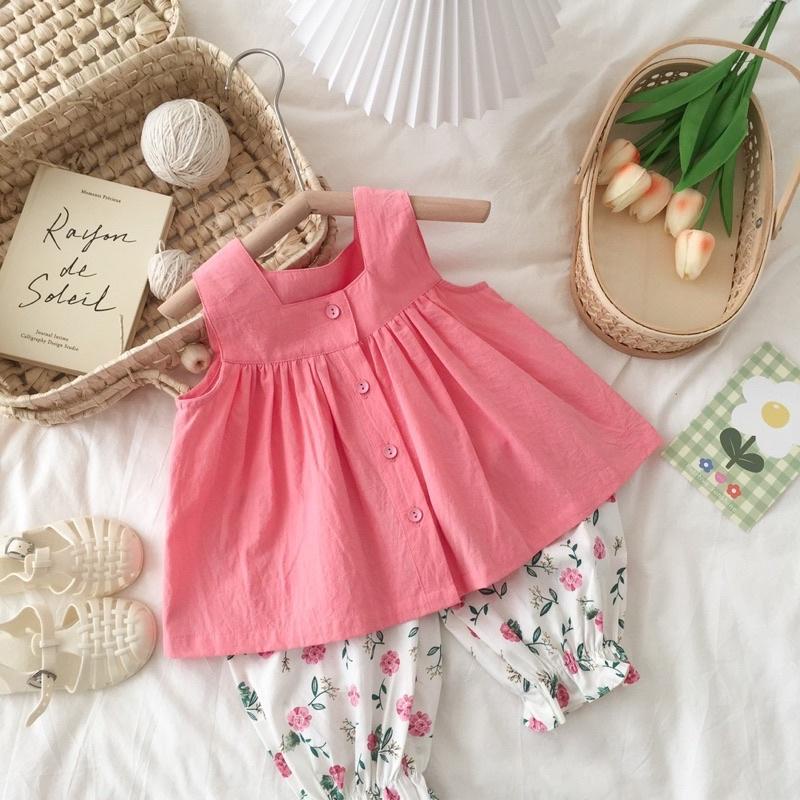 BỘ BABY DOLL CỔ VUÔNG + QUẦN THÔ BO LỬNG SIÊU XINHH CHO BÉ